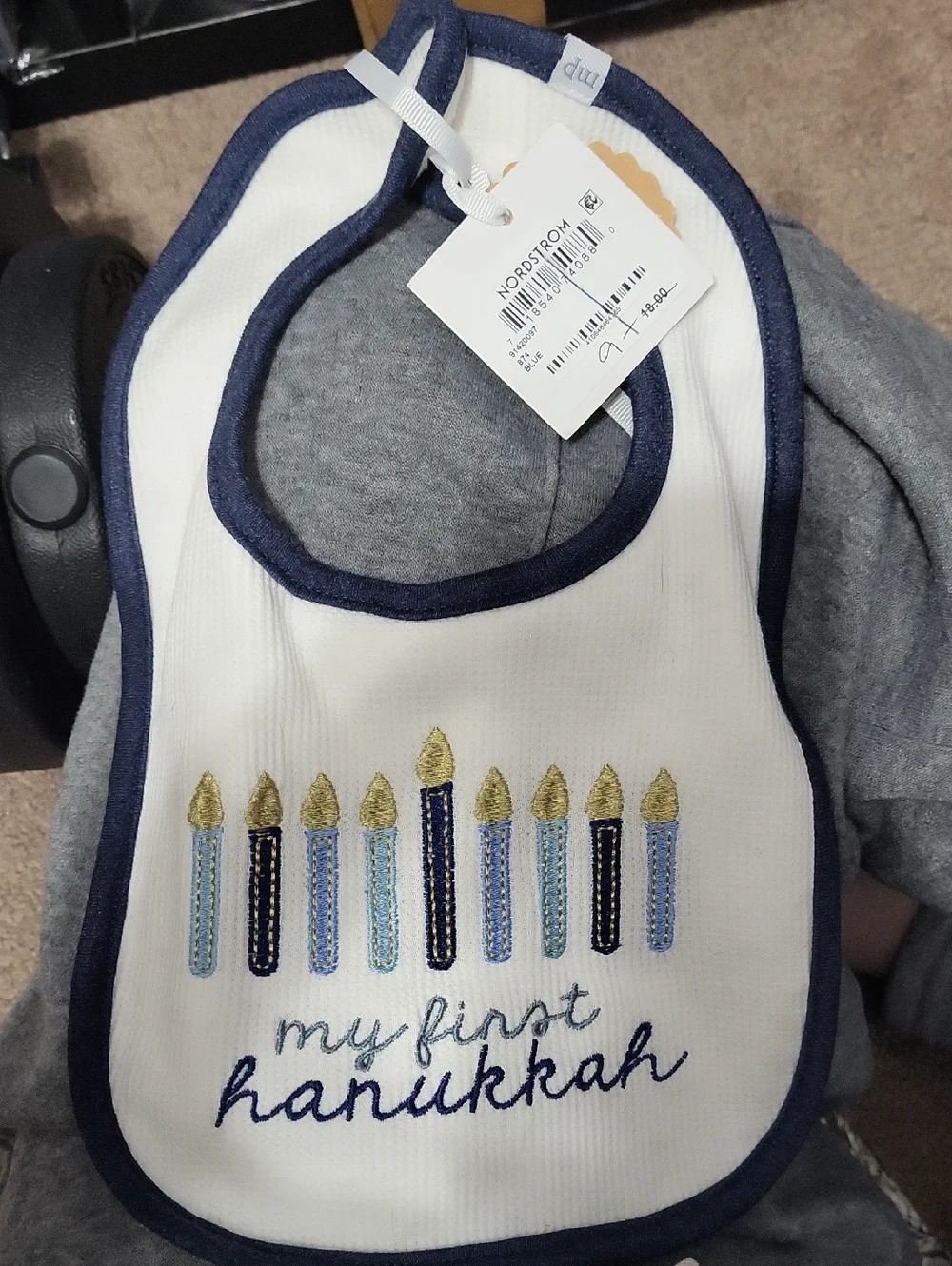 Mud Pie Baby White Bib Babys First Hanukkah